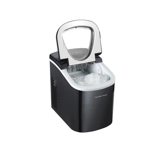 Vista 2 de HAMILTON BEACH Máquina compacta para hacer hielo de encimera (negro inoxidable): nunca te quedes sin hielo de nuevo para agua, café y más Obtén 26