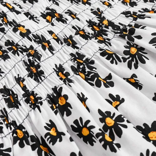 Vista 4 de Vestidos florales para bebés y niñas, sin mangas, con tirantes elásticos, para fiesta de flores, vestido de una pieza, falda de verano