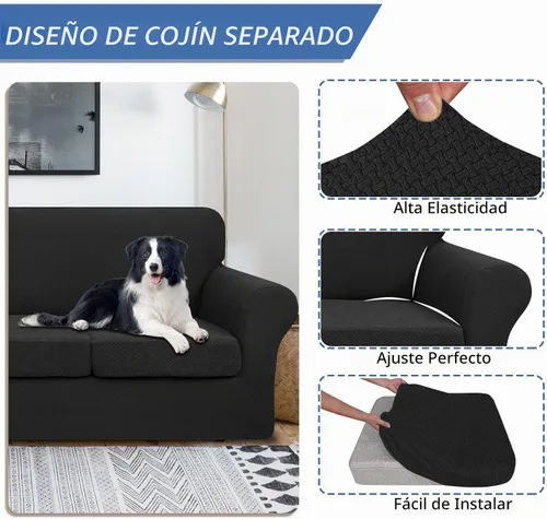 Vista 3 de JIVINER Fundas de sofá de 3 piezas para sofá de 2 cojines, funda elástica para sofá con 2 fundas de cojín de asiento extra grandes, fundas gruesas