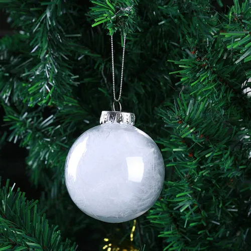 Vista 6 de DULRLLY 12 bolas de Navidad transparentes, 2.4 pulgadas, bolas de adorno de plástico transparente rellenables con una cuerda plateada y tapa