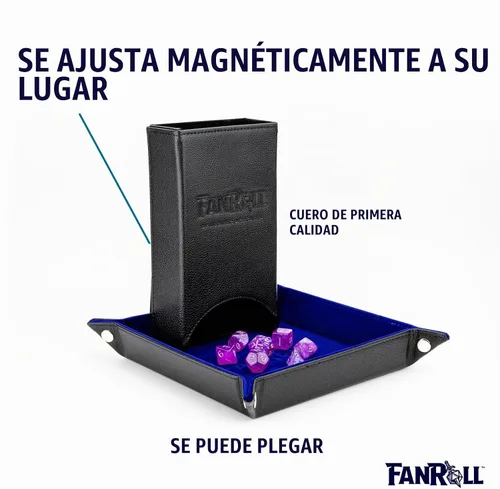 Vista 3 de FanRoll - Torre de dados plegable: negro, juego de rol, accesorios para Dungeons and Dragons
