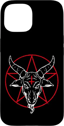 Vista 6 de iPhone 12/12 Pro Baphomet cabra - Estuche Satánico Pentagrama