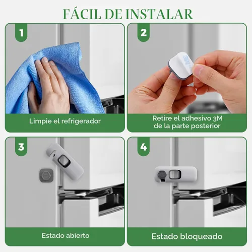 Vista 4 de Paquete de 5 cerraduras para refrigerador a prueba de niños, cerraduras de gabinete a prueba de bebés, cerradura para horno, seguridad infantil
