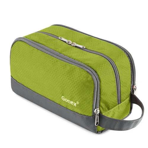 Vista 14 de Gonex Neceser de viaje de nailon, bolsa de afeitado, organizador de artículos de tocador, color negro