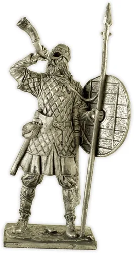 Vista 16 de Jarl escandinavo vikingo, norte, escultura de metal de los siglos 9-10. Colección 2.126 in (escala 1/32) figurita miniatura. soldados de juguete