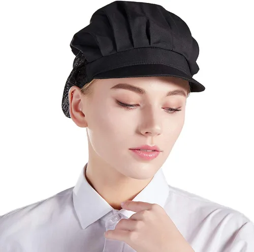 Vista 4 de Nanxson 3 piezas de sombrero de chef de cocina, gorra de chef de cocina, redes para el cabello CF9033