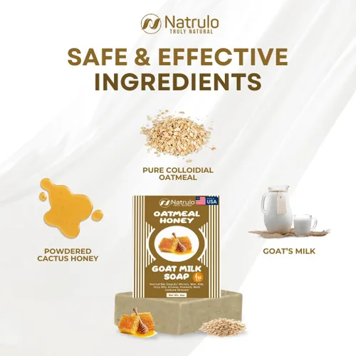 Vista 5 de Barra de jabón de leche de cabra con miel y avena de cactus, 4 onzas, jabón en barra natural para mujeres, hombres, niños, picazón en la piel