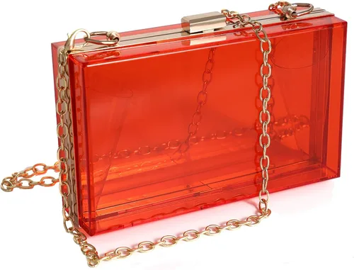 Vista 11 de WJCD - Bolso de mano de acrílico transparente para mujer, bolso de hombro con correa de cadena de dorada desmontable Premium Acrylic, Stadium