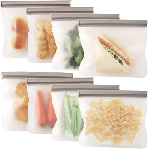 Vista 6 de Bolsas reutilizables con cierre de cremallera, bolsas de almacenamiento de alimentos, bolsas reutilizables a prueba de fugas para marinar carnes