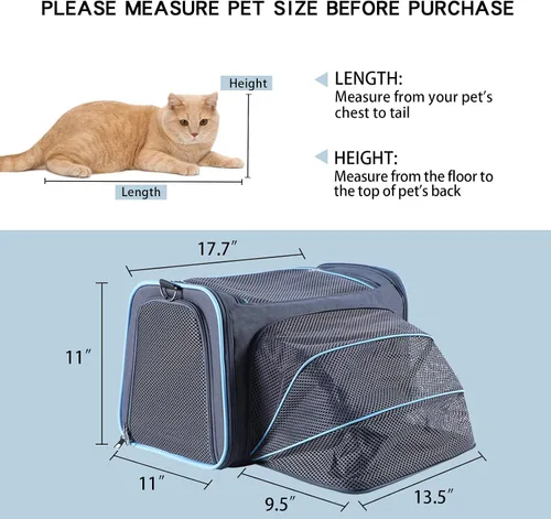 Vista 3 de A 4 Pet Airline Approved Cat Carrier, Soft-Sided, Washable, for Cats