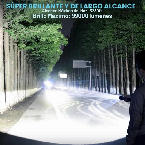 Vista 5 de Bitlyle Linternas LED recargables de alto lúmenes, linterna súper brillante de 99,000 lúmenes, potente luz de flash con 5 modos, linterna de mano