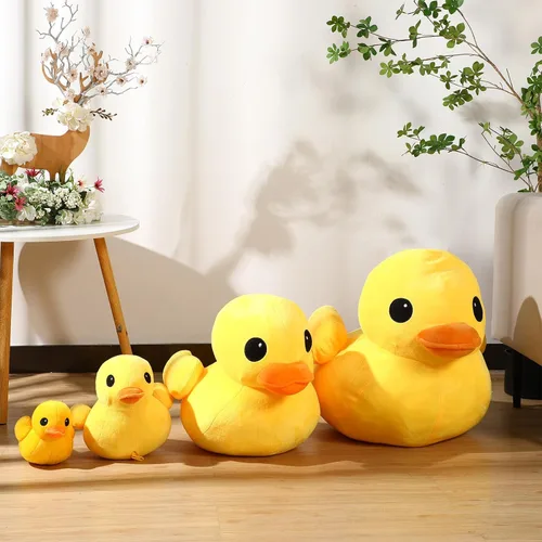 Vista 2 de Leyndo 2 Piezas Pato Amarillo Gigante Peluche Suave Animal de Peluche Pato Almohada de Peluche Animal Abrazable Juego de Juguetes para Regalo