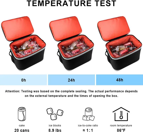 Vista 4 de Rock BROS - Enfriador suave con aislamiento para 30 latas a prueba de fugas, impermeable, de lados suaves, para campamento, pesca, viajes por
