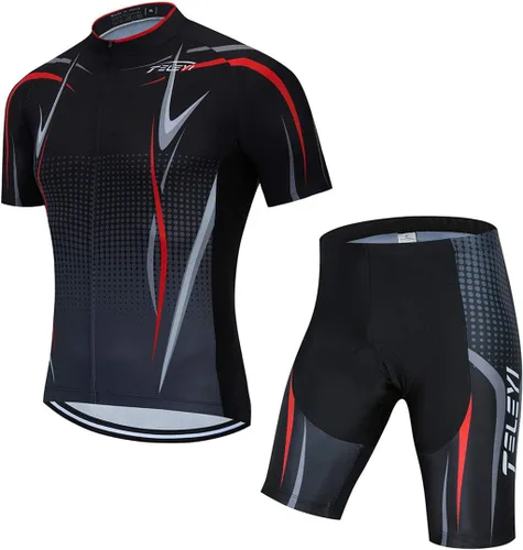 Vista 10 de Ciclismo Jerseys Sets Manga Corta Bicicleta Ropa Trajes Bicicletas Top Hombres MTB Jersey Transpirable Verano Verde Negro 1