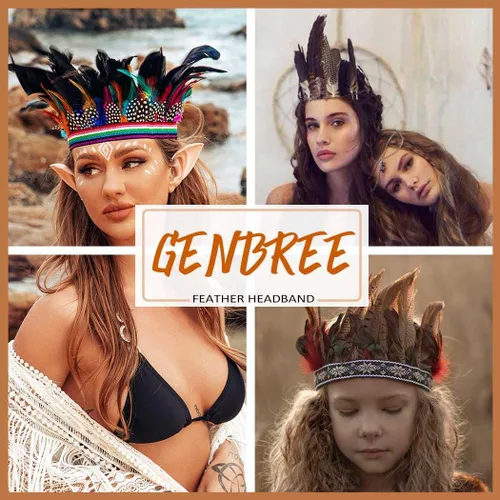 Vista 7 de Diadema de plumas, tocado indio, tocado de corona, tocado de carnaval, accesorios para el cabello para mujer