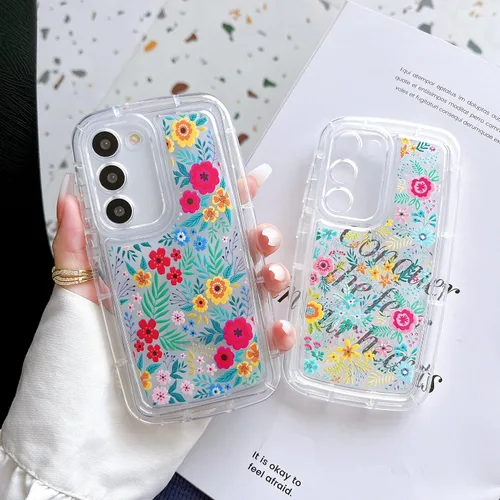 Vista 5 de Funda para Samsung Galaxy S23, para Samsung Galaxy Ultra, delgada, bonita, protectora, transparente, floral, para Samsung Floral A