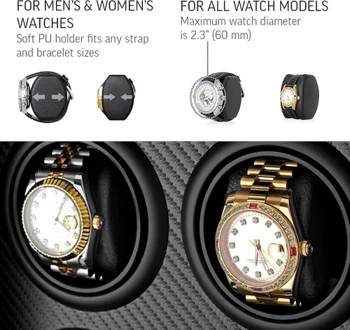 Vista 4 de 4 bobinas automáticas para relojes con cajón de almacenamiento retroiluminación LED y mando a distancia