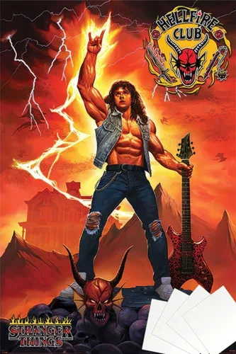 Vista 9 de Stranger Things 4 - Póster de la serie (Hellfire Club Rock God - Eddie Munson) (tamaño: 24 x 36 pulgadas) (póster laminado)