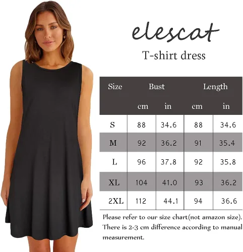 Vista 7 de elescat Vestidos de verano para mujer, estilo casual, sin mangas, estampado floral, holgado, con bolsillo
