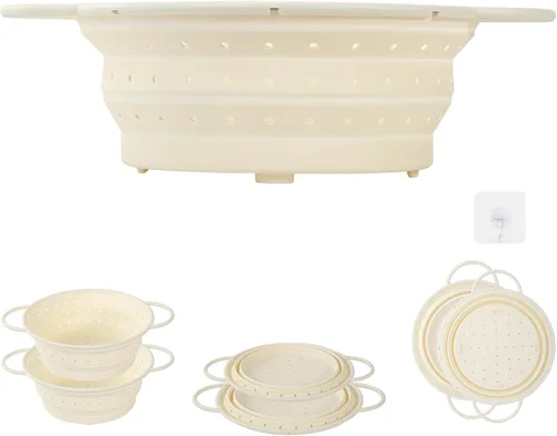Vista 5 de Kkioiome Coladores y coladores, colador plegable de silicona para fregadero, 13 pulgadas, coladores y coladores para cocina, escurridor grande