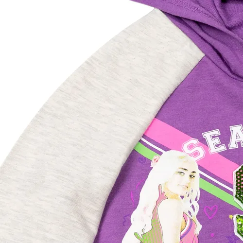 Vista 3 de Disney Zombies Girls - Sudadera con capucha de lentejuelas de rizo francés para niños pequeños a niños grandes