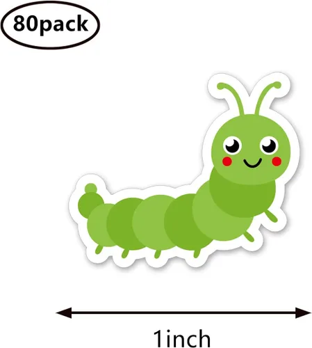 Vista 2 de Calcomanías Caterpillar de 1 pulgada para álbumes de recortes, artes, manualidades, manualidades para niños, calendarios, diarios, paquete de 80