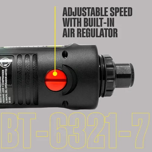 Vista 5 de BT 6321-7 - Amoladora neumática recta extra larga de 1/4 pulgadas - Amoladora neumática de grado profesional con control de velocidad variable