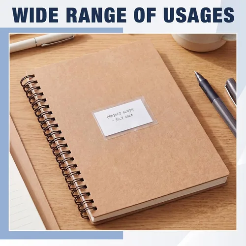 Vista 5 de Gueevin 100 unidades de 2 x 3.5 pulgadas, bolsillos autoadhesivos para exhibición, fundas de papel transparente para pared y puerta, protector
