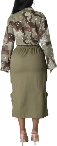 Vista 5 de Falda de carga para mujer, cintura elástica, ajuste holgado, casual, con múltiples bolsillos