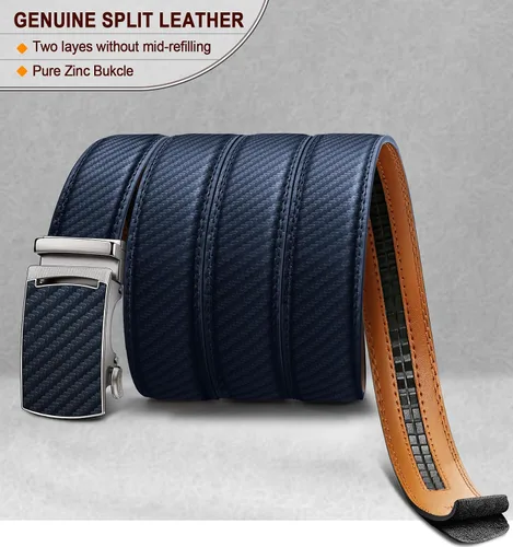 Vista 3 de KEMISANT Cinturón para hombre, cinturón de trinquete de cuero, ajuste personalizable, estilo sin esfuerzo de 1.378 in