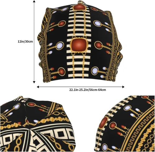 Vista 54 de Gorro africano holgado para adultos, tejido elástico, de calavera, gorro de invierno para exteriores para mujeres y hombres