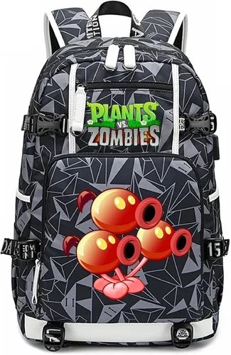 Vista 12 de ISaikoy Game Plants vs. Zombies - Mochila de hombro para libros, mochila escolar, color gris, Gris 15, Mochilas Daypack