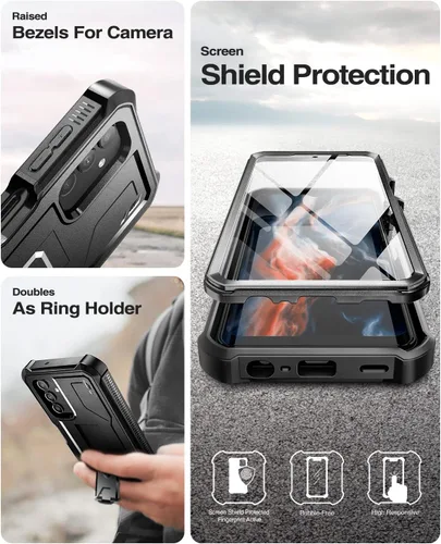 Vista 7 de Dexnor Funda para Samsung Galaxy A13 5G, [Protector de pantalla y soporte integrados] Protección de grado militar pesado a prueba de golpes