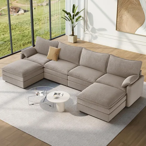 Vista 52 de Vesgantti Sofá modular de 108 pulgadas, cómodo sofá de nube con asiento profundo otomano movible, sofá modular en forma de L, sofás seccionales