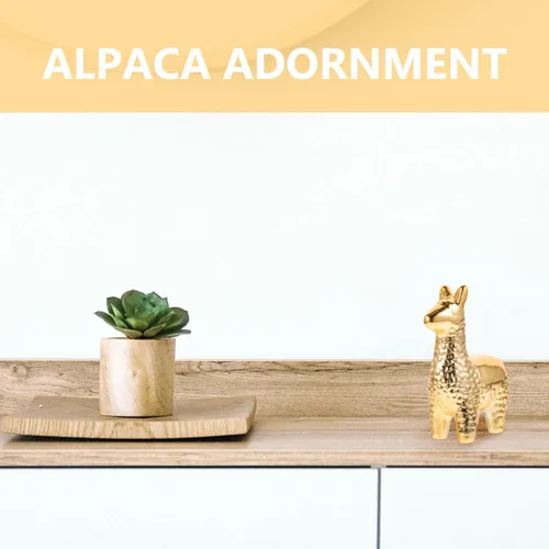Vista 4 de Pequeña estatua de animal dorada de alpaca, decoración moderna para el hogar, figuras de cerámica de animales, decoración de estantería, escultura