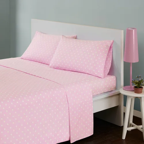 Vista 2 de Intelligent Design Juego de sábanas de tamaño individual para niñas, 100% algodón percal, suave, sábana encimera y ajustable, funda de almohada