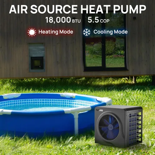 Vista 3 de TURBRO Bomba de Calor para Piscina de 18,000 BTU, Calefactor Eléctrico para Piscinas sobre el Suelo y Spas de hasta 6,000 Galones, Intercambiador