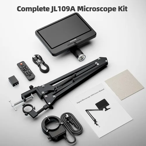 Vista 9 de JL109A 10,1" microscopio digital con pantalla, soporte de brazo flexible