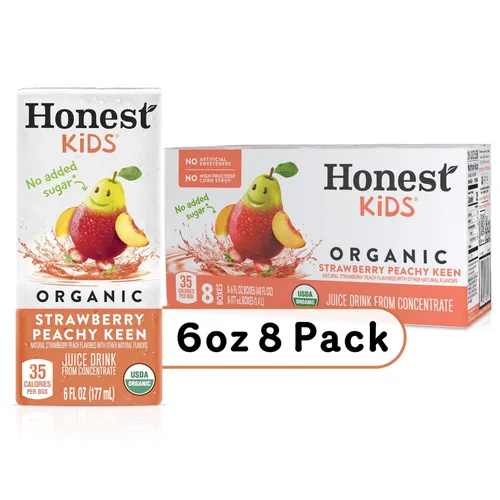 Vista 3 de Honest Kids Strawberry Peachy Keen, 6 onzas líquidas (paquete de 8)