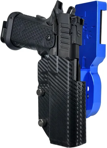 Vista 13 de Black Scorpion Gear Pro - Funda de competición resistente para Staccato P Duo Azul / fibra de carbono