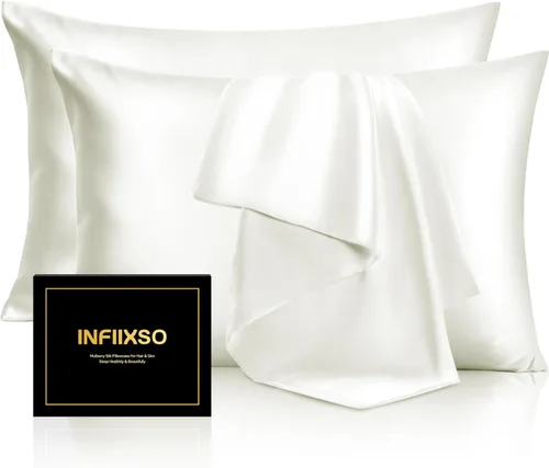 Vista 31 de INFIIXSO Funda de almohada de seda de morera, para cabello y piel, tamaño estándar, cremallera oculta, 20 x 26 pulgadas, suave y refrescante
