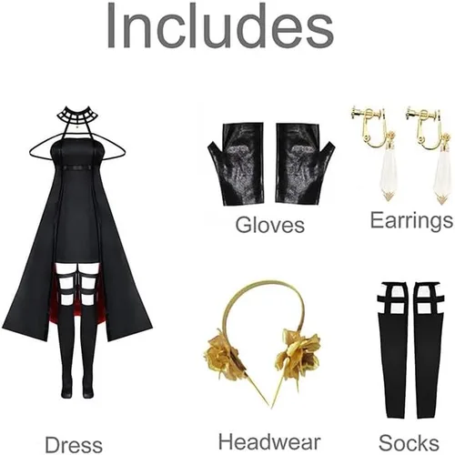 Vista 4 de NQIQIN Yor Forger Cosplay Costume Outfit Forger Cosplay Dress Full Set Spy Family Cosplay Halloween Costume for Women