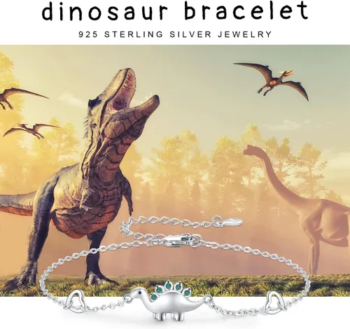 Vista 5 de 925 Sterling Silver Bracelets DinosaurRoseHummingbirdInfinite LoveElephant Bracelets Animal Bracelets Gift Jewelry for Women Girlfriend