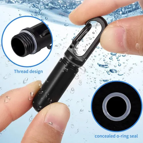 Vista 7 de Pastillero impermeable con llavero pequeño de bolsillo para bolso de viaje, organizador de píldoras portátil (negro)