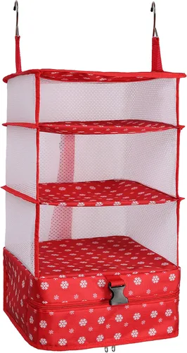 Vista 7 de ELEZAY Organizador de equipaje de viaje para ropa, compartimento plegable, armario colgante para armario, bolsa con rodillos, maleta, nieve, grande