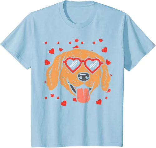 Vista 9 de Golden Retriever cara corazón gafas día de San Valentín perro regalo camiseta Negro
