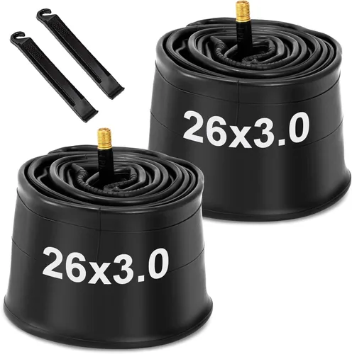 Vista 10 de Hycline Tubo interior para bicicleta de grasa: 20/26x3.0-4.0 pulgadas, paquete de 2 tubos eléctricos para neumáticos grasos AV 1.260 in, válvula