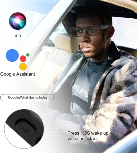 Vista 6 de Lentes inteligentes Bluetooth para hombres y mujeres, lentes polarizados de audio con auriculares Bluetooth, micrófono, protección UV, asistente