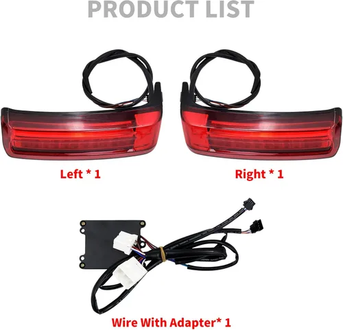 Vista 4 de Luces traseras de alforja para motocicleta, freno de funcionamiento, lámpara LED de señal de giro apta para Harley Touring Street Glide Road Glide