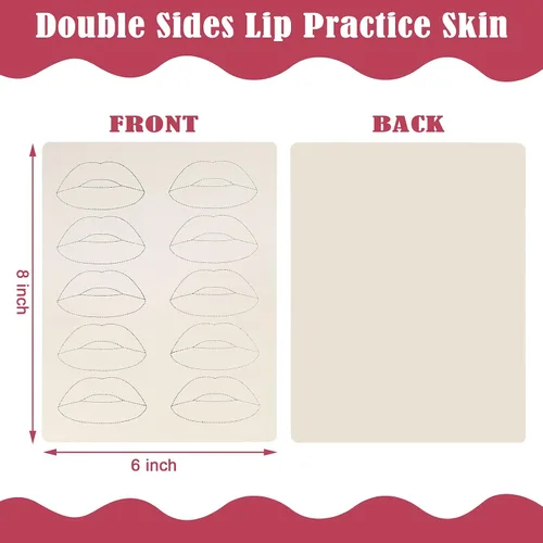 Vista 2 de Maitys - 5 hojas de tatuaje de labios para práctica, colorete de labios, práctica de microblading, piel falsa para suministros de máquina